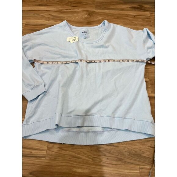 Aerie NWT Cotton Sweatshirt Baby Blue Lets go Coconuts Lounge sz medium - Picture 7 of 8